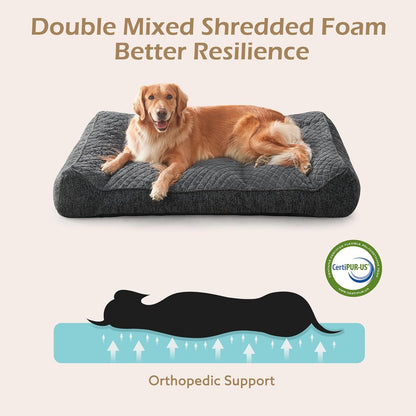 XL Orthopedic Dog Beds Large Sized Dog, Extra Thick Supportive Big Dogs Couch Bed with Sides, Ultra Soft Pet Bed Sofa for Large Dogs, Grey, 42''X30''