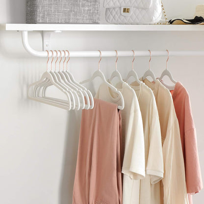 Slim Velvet Hangers, Non-Slip Clothes Hangers with Rose Gold Swivel Hooks, Space-Saving, for Closet, 50 Pack, White UCRF026W03