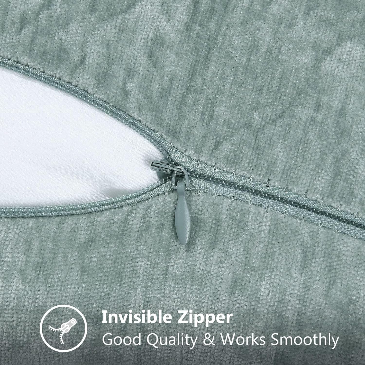 Chenille Soft Throw Pillow Covers 18X18 Set of 2, Farmhouse Velvet Neutral Decorative Euro Pillow Covers with Stitched Edge for Couch Sofa Bed Home Decor, Aqua Haze