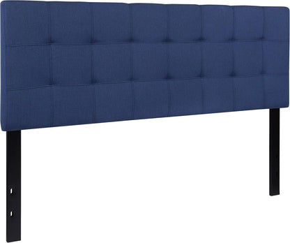 Bedford Box Stitch Tufted Upholstered Queen Size Headboard in Navy Fabric
