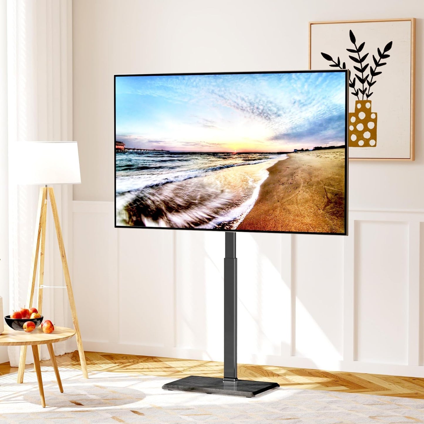 Universal Floor TV Stand,Tv Floor Mount Stand for 32-75 Inch TV up to 110 Lbs, Swivel and Height Adjustable Tall TV Stand for Bedroom,Office(Tcp01-M-A02)