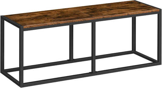 Dining Bench, 47.2 Inch Dining Table Bench, Industrial Style Kitchen Bench, Steel Frame, Easy to Assemble, for Kitchen, Dining Room, Rustic Brown and Black BF12CD01