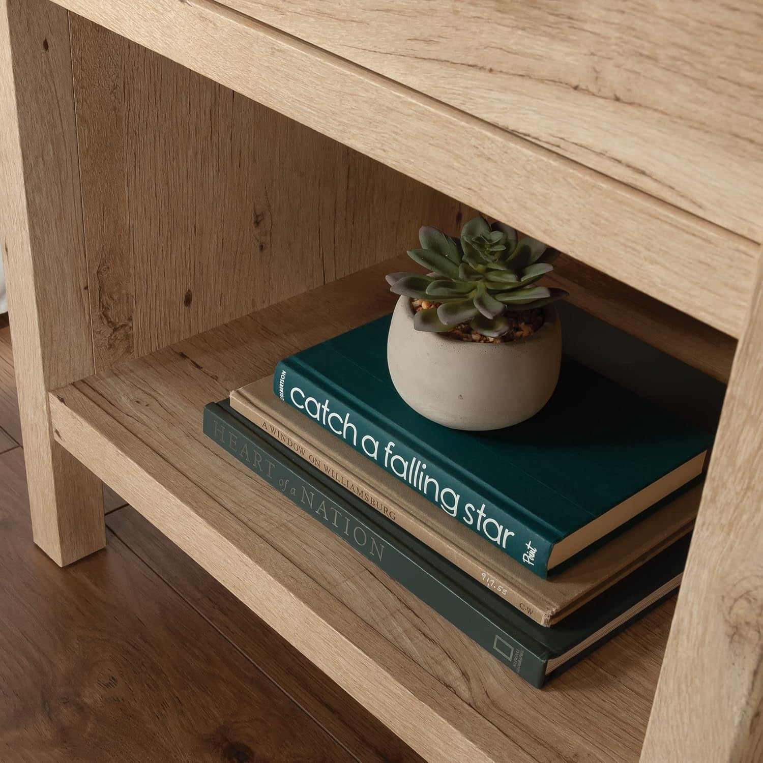 Pacific View Bedroom Night Stand, Spacious Storage, 1 Drawer Nightstand, Prime Oak Finish