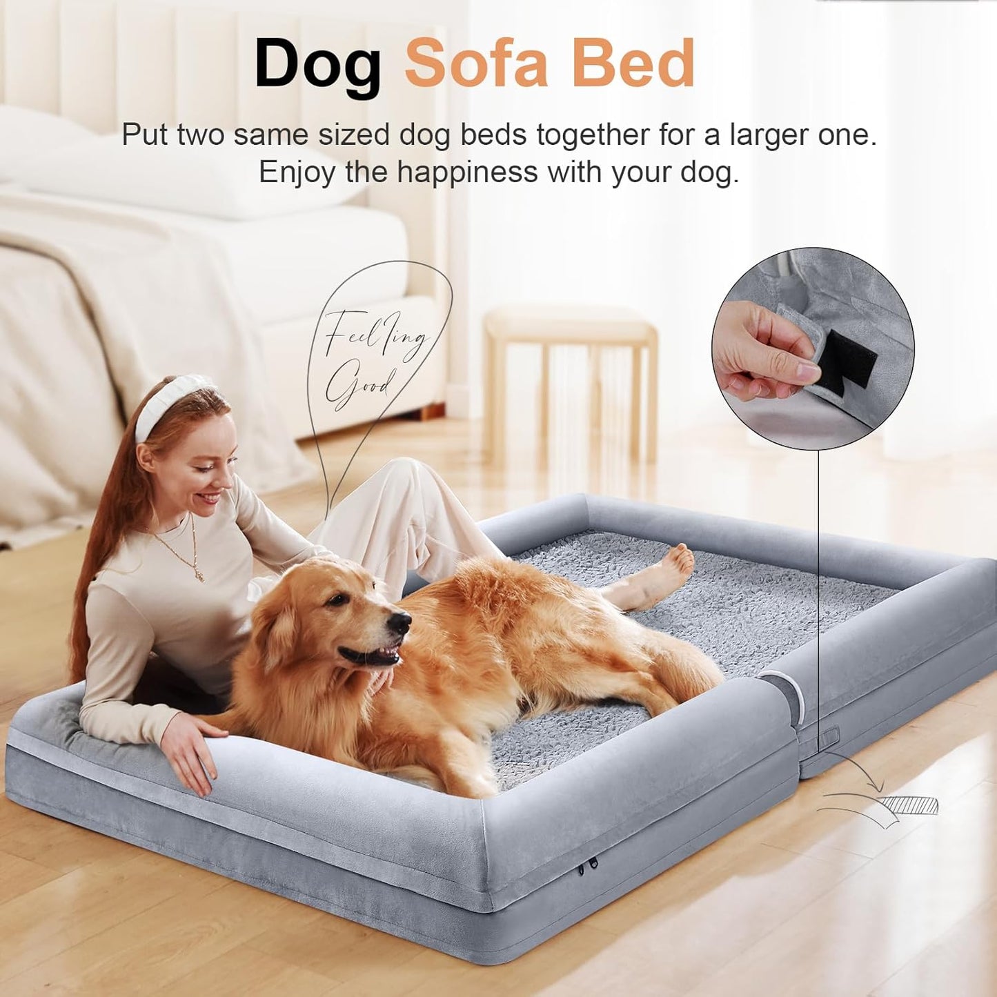 Large Dog Bed Orthopedic Washable: Beds Bolster XL Bed Large Big Dogs Memory Foam Couch Sofa Waterproof with Removable Cover