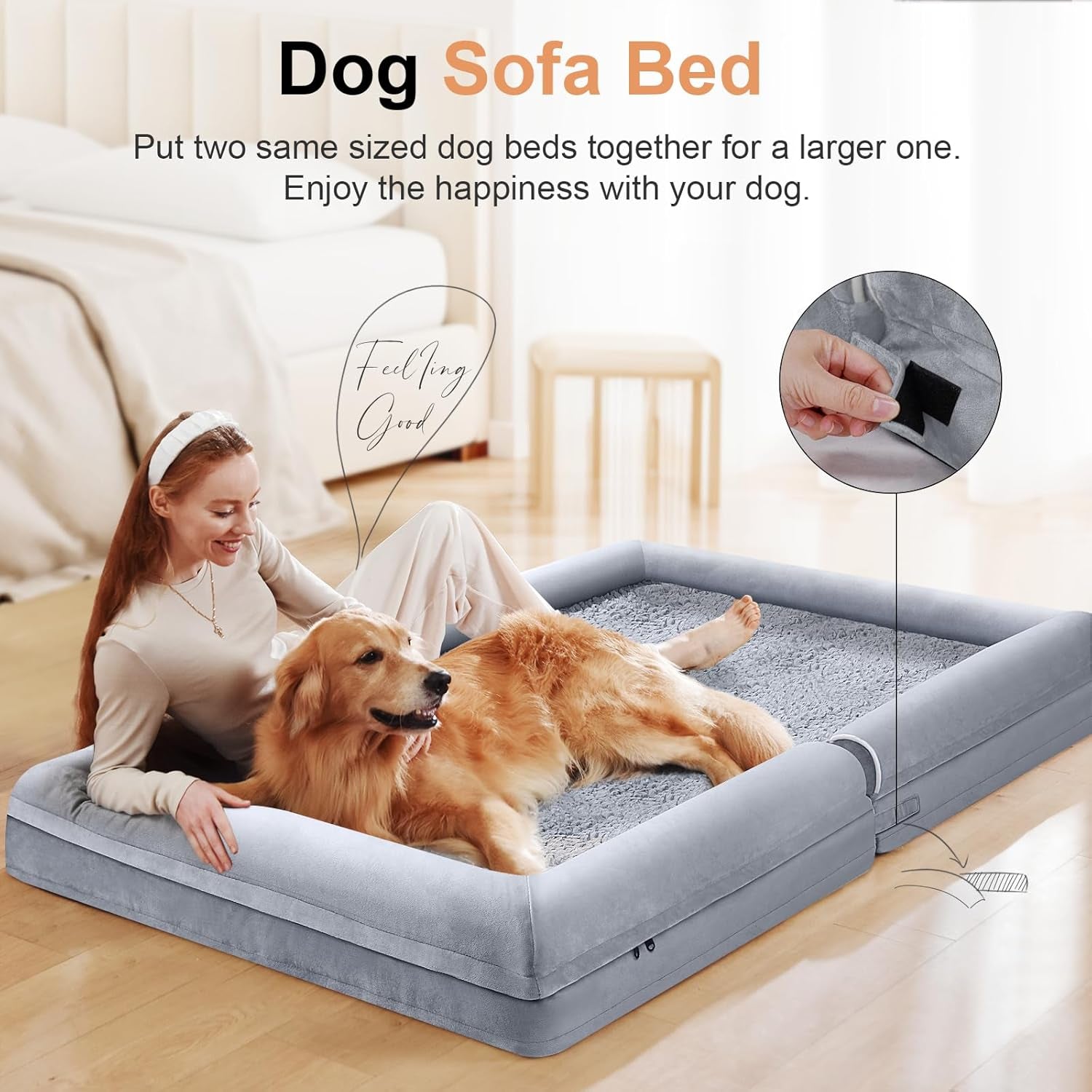 Large Dog Bed Orthopedic Washable: Beds Bolster XL Bed Large Big Dogs Memory Foam Couch Sofa Waterproof with Removable Cover