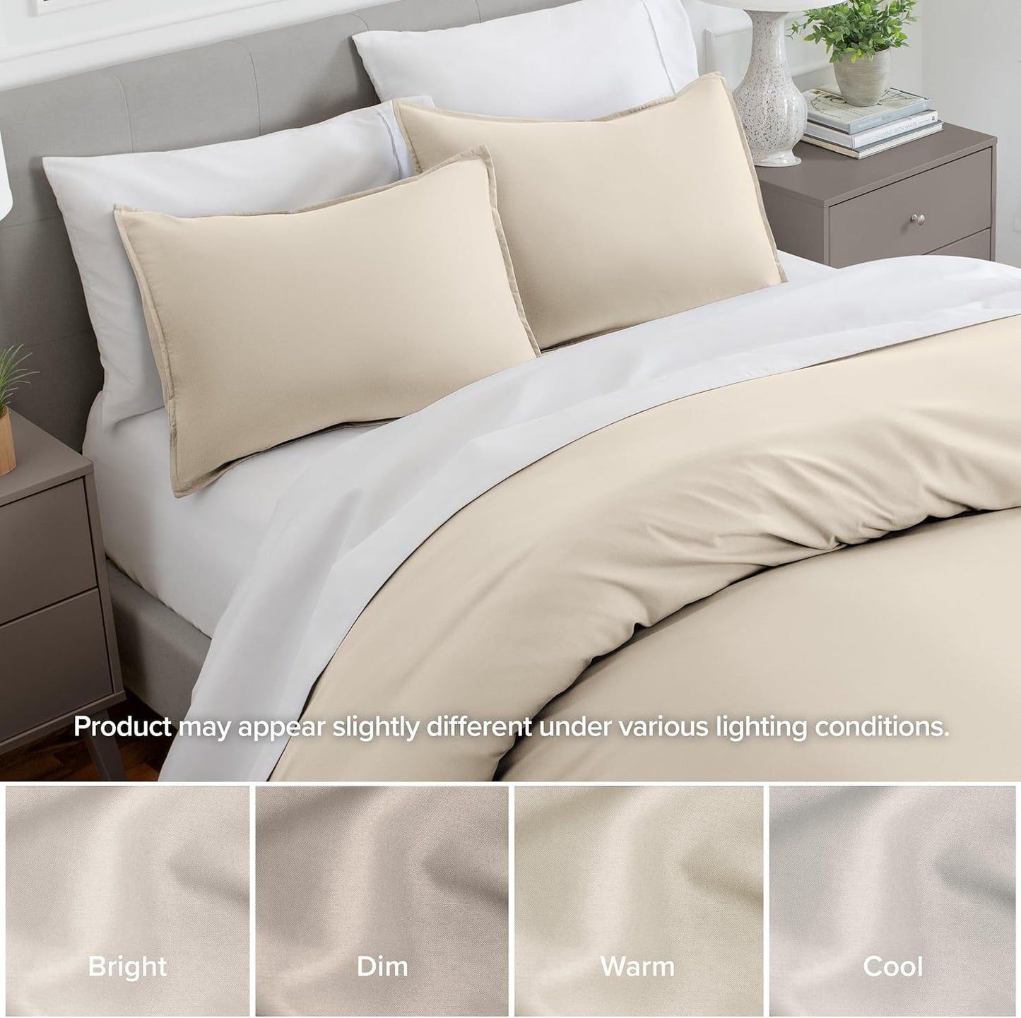 King Pillow Sham Covers - Set of 2 - Premium 1800 Ultra-Soft Microfiber - Double Brushed - Stain & Fade Resistant - Bed Pillow Shams - Pillows Not Included (Set of 2, Sand)
