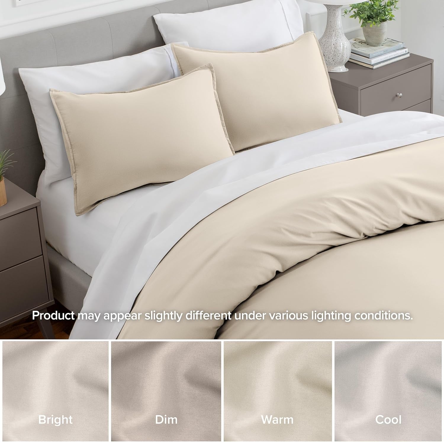 King Pillow Sham Covers - Set of 2 - Premium 1800 Ultra-Soft Microfiber - Double Brushed - Stain & Fade Resistant - Bed Pillow Shams - Pillows Not Included (Set of 2, Sand)