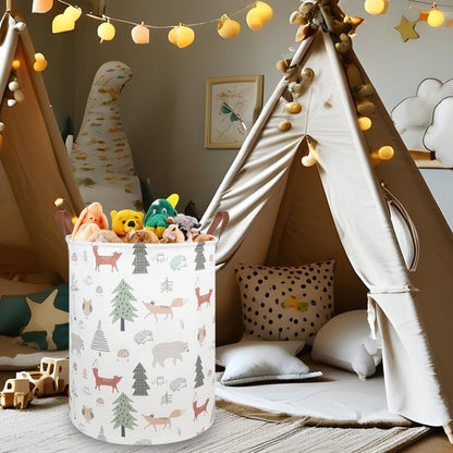 FXOLCSHE Animal Baby Laundry Basket,Woodland Animals Baby Laundry Hamper,Toy Basket for Boys,Nursery Hamper Gift Baskets for Bedroom,Toy Bin,Gift Basket.Baby Room Decor(Animal)