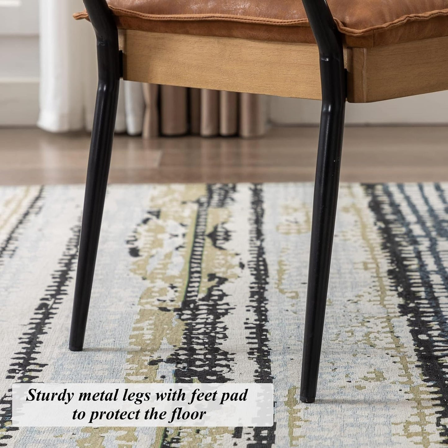 Modern Rectangle Ottoman Bench with Arms and Metal Legs, Mid Century PU Dining Table Bench Footstool Entryway Shoe Bench for Dining Room Bedroom Living Room, Brown