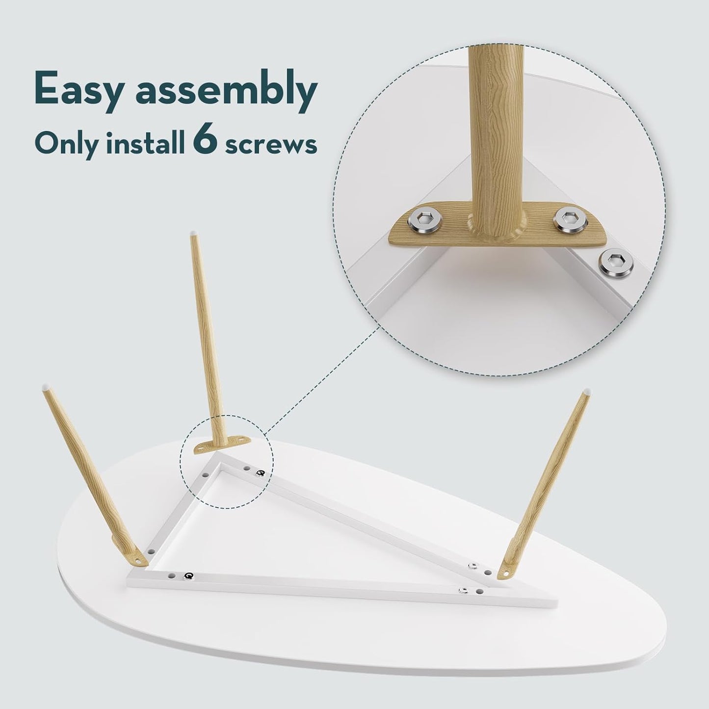 Modern Coffee Table White Oval Coffee Tables for Living Room Simple Center Table for Small Space Home Office Easy Assembly 22.2" D X 42.5" W X 17.1" H, White