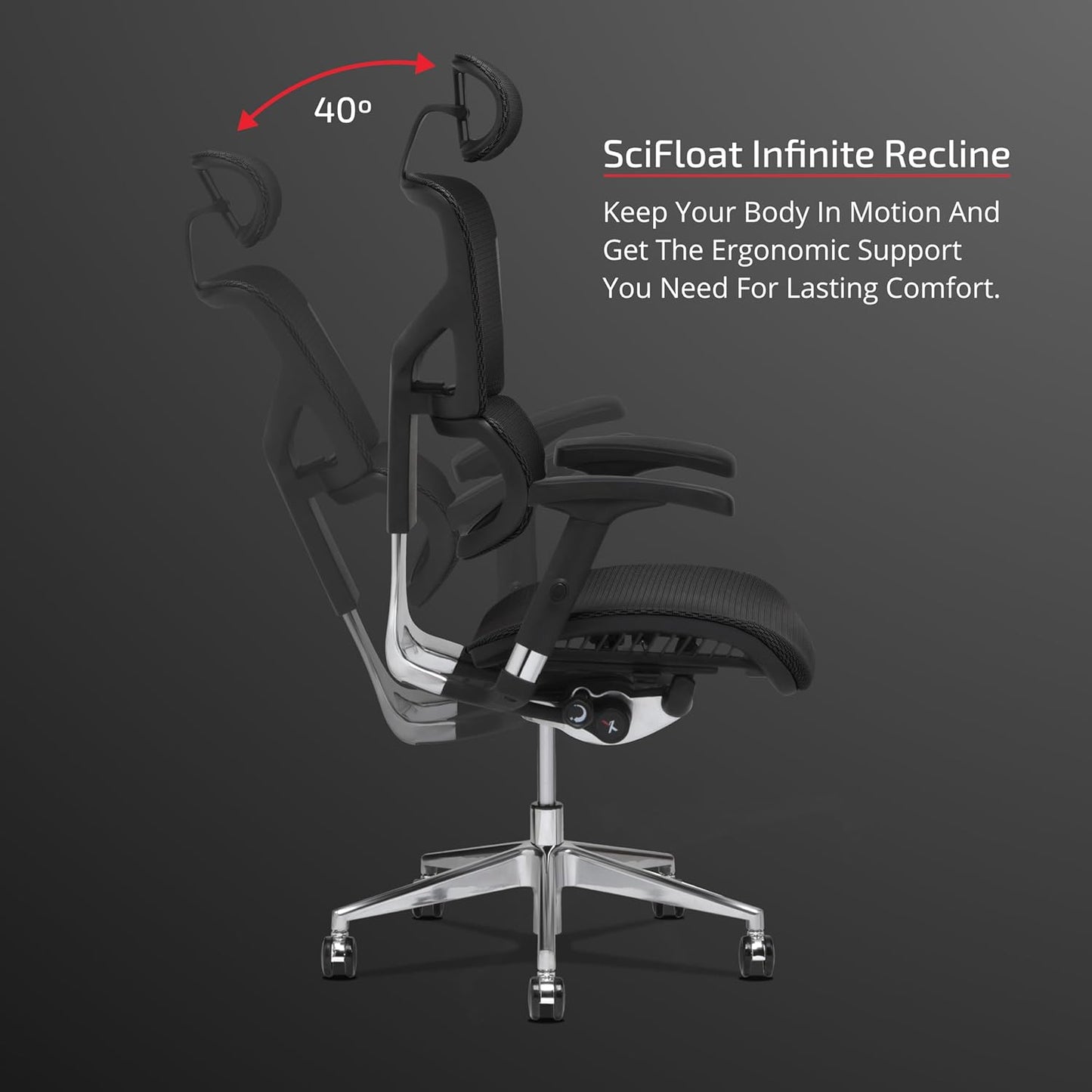 X2 Management Chair, Black K-Sport Mesh with Wide Seat - Ergonomic Office Seat/Dynamic Variable Lumbar Support/Floating Recline/Highly Adjustable/Perfect for Long Work Days