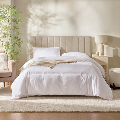 Upholstered Queen Headboard - Easy Assemble Channel Stitched Headboard Queen Size - Wall Mounted Headboards with 3D Soundproof Wall Panels Peel & Stick Floating Headboards, Beige