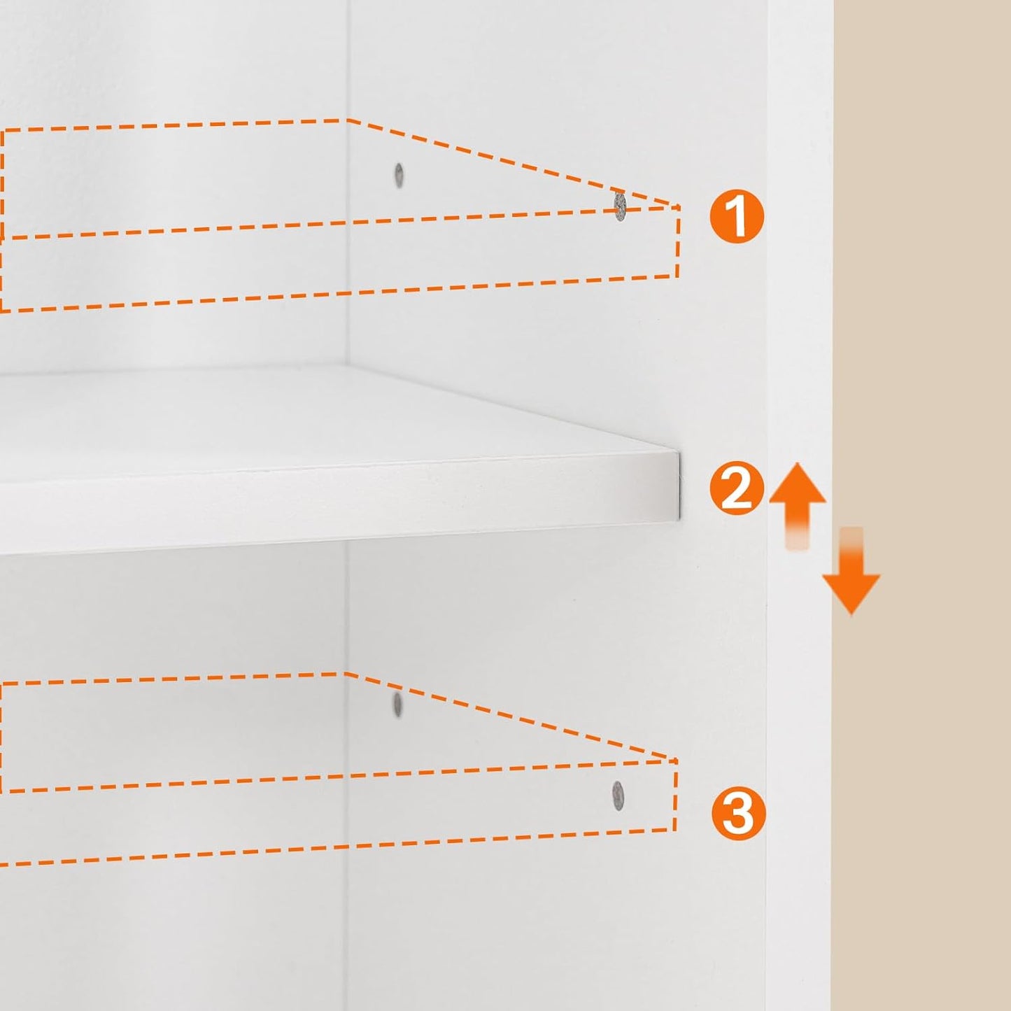 over the Toilet Storage Cabinet, Farmhouse over Toilet Bathroom Organizer with Doors and Adjustable Shelves, 31.5" W X 7.5" Dx 66.7" H, Space-Saving for Bathroom, Laundry, White WT80TS01N1