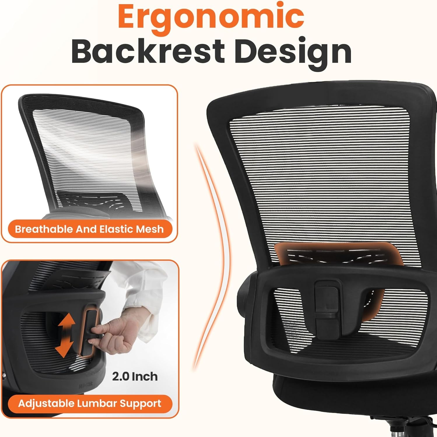 Office Desk Chair Computer High Back Mesh Gaming Seat with Ergonomic Adjustable Comfy Flip-Up Armrests Lumbar Support Height for Home (Black)