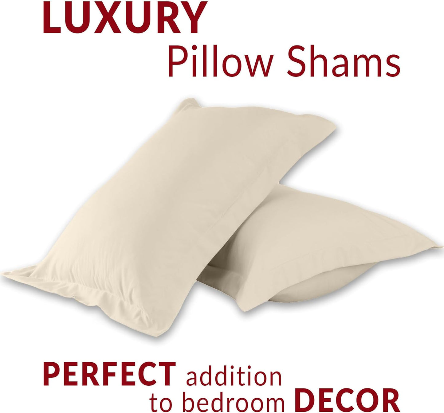 Pillow Shams Set - 2 PC Iconic Collection Decorative Pillow Covers - Soft, Cooling, Wrinkle, Fade, Stain Resistant - Luxury Bed Accessories (King 20" X 36", Beige)