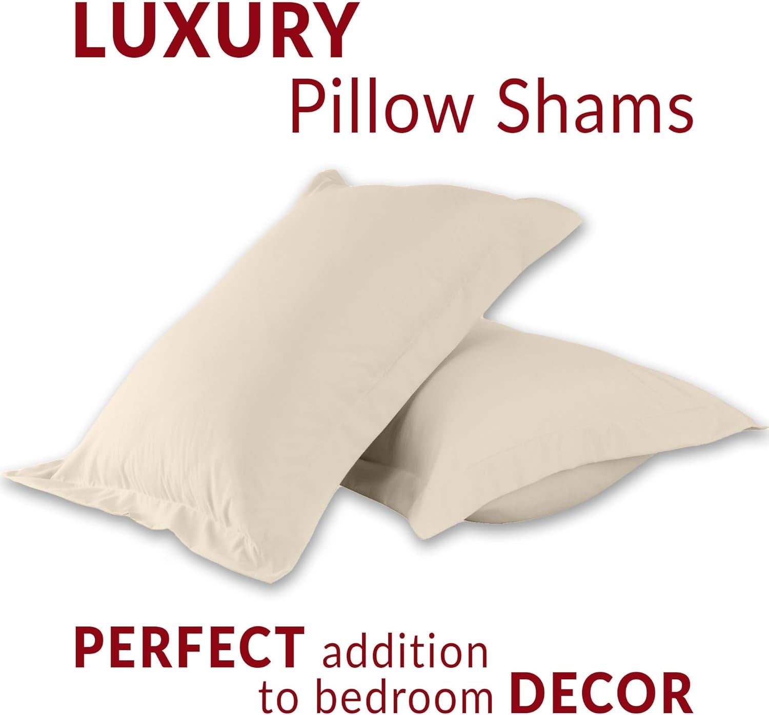 Pillow Shams Set - 2 PC Iconic Collection Decorative Pillow Covers - Soft, Cooling, Wrinkle, Fade, Stain Resistant - Luxury Bed Accessories (King 20" X 36", Beige)