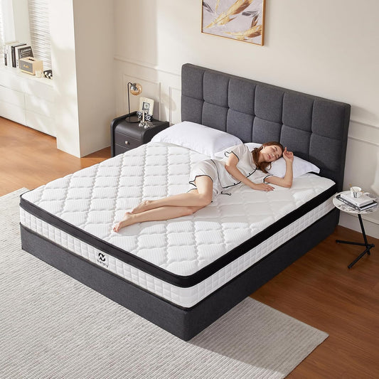 Full Size Mattress, 12 Inch Full Mattress in a Box, Hybrid Memory Foam & Individual Pocket Spring to Improve Sleep and Pain Relief, Certipur-Us Certified