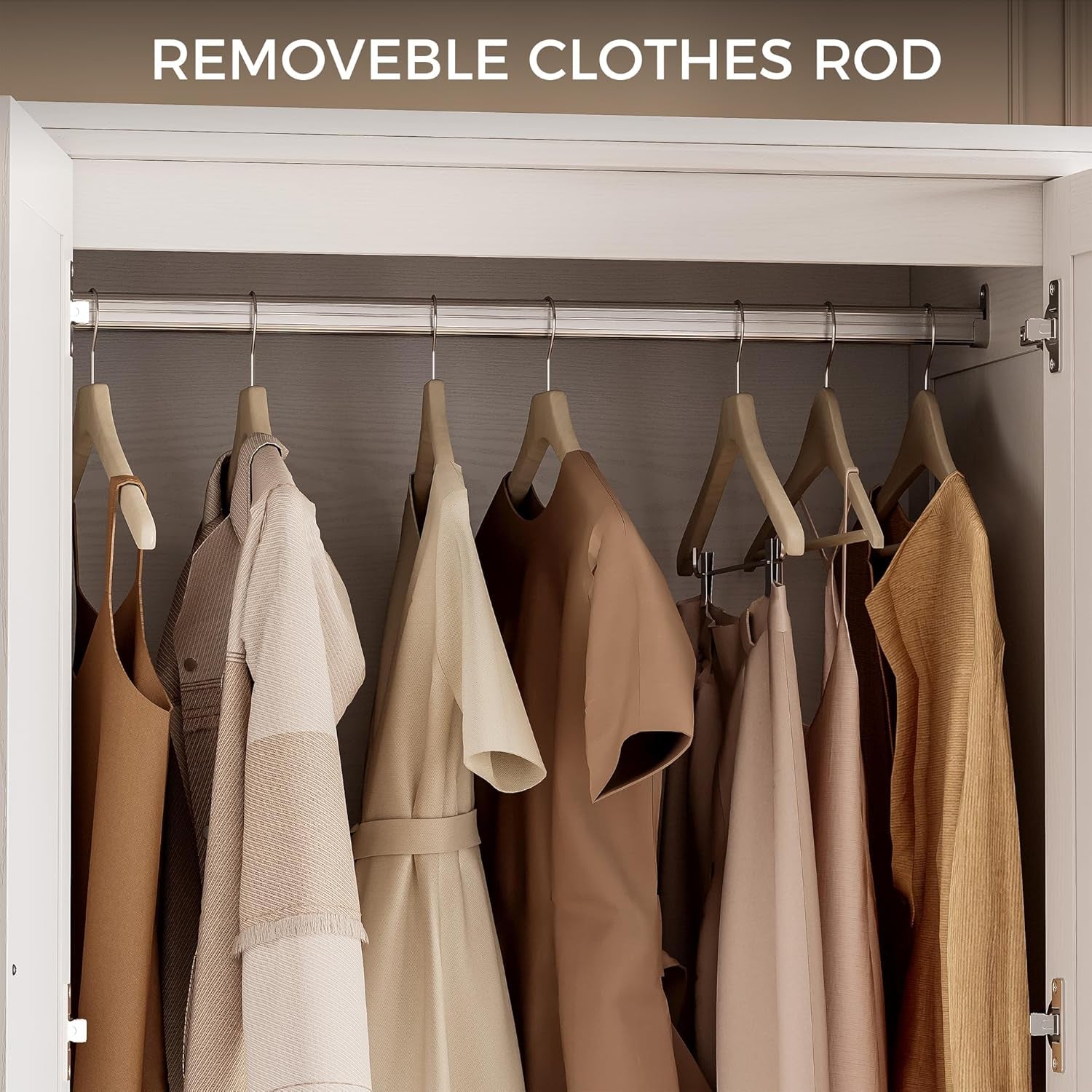 Armoire Wardrobe Closet, 70.87" H Wooden Bedroom Armoire with 2 Louvered Doors, 2 Drawers and Shelves, Large Freestanding Clothing Storage Cabinet, White