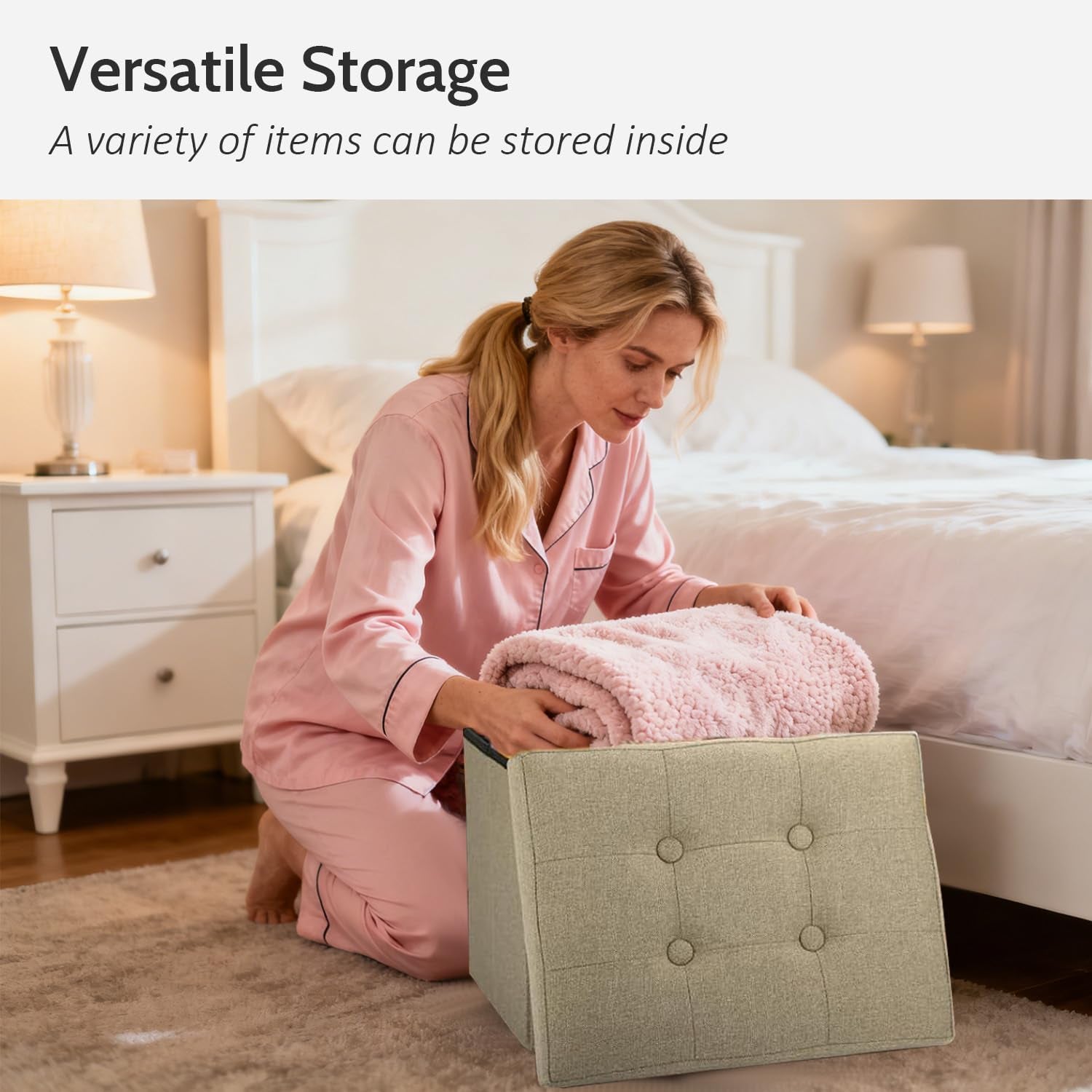 Ottoman Storage Ottoman Foot Rest Stool Foldable Bench Student Dormitory Bedroom and Entryway Storage 17 X 13 X 13