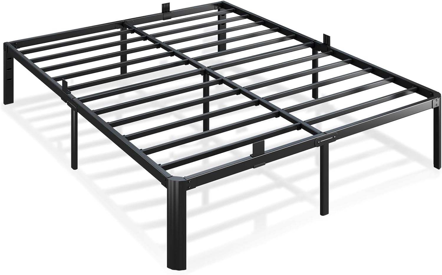 Metal Bed Frame Full Size, 14 Inch 3500 Lbs Heavy Duty Platform Bed Frames Steel Slats Noise Free No Box Spring Needed, Easy Assemble Sturdy Bedframe Rounded Corner with Storage and Mattress Retainers