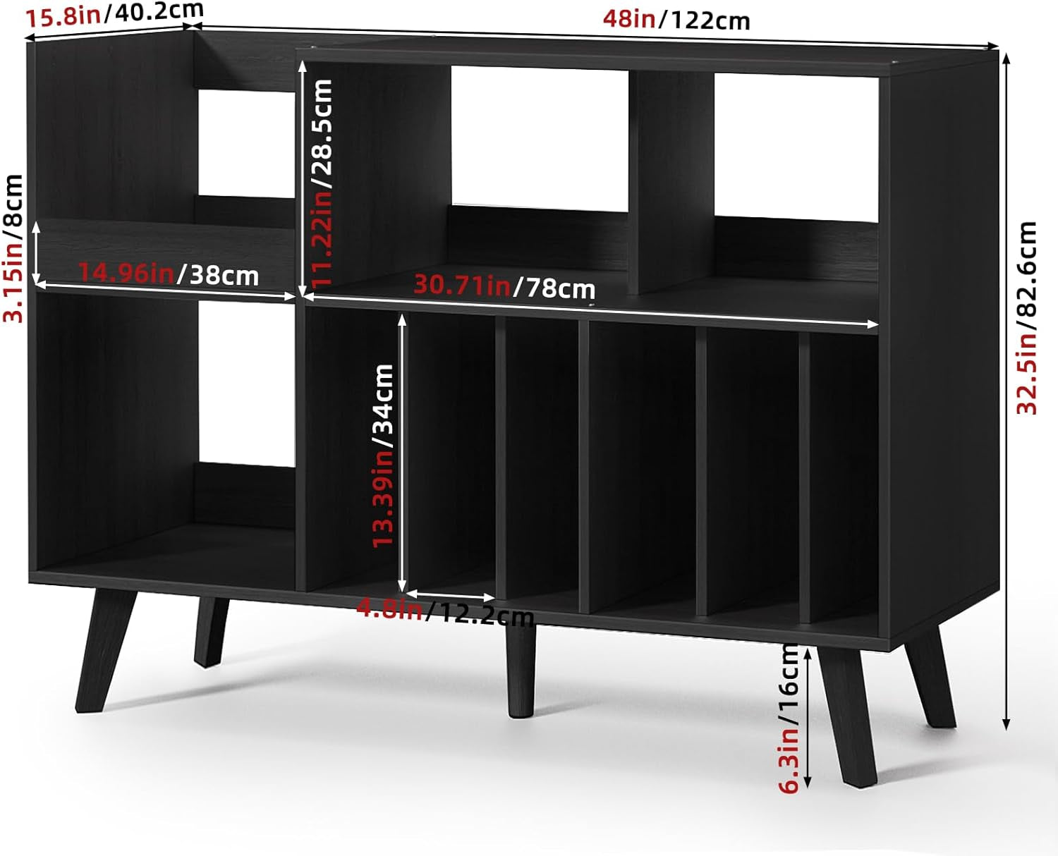 Large Record Player Stand, 48''Turntable Stand with Storage, Vinyl Record Holder with Display Area, Record Player Table Holds up to 450 Albums, Record Stand for Music Room Living Room