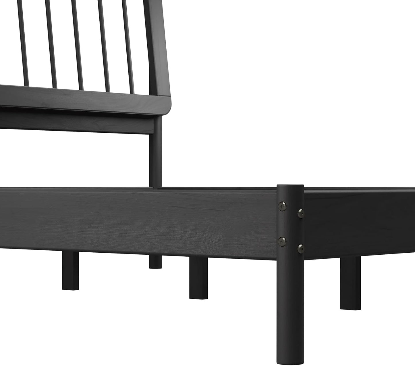 Clemente Mid-Century Modern Spindle Headboard King Bedframe, King Size, Black