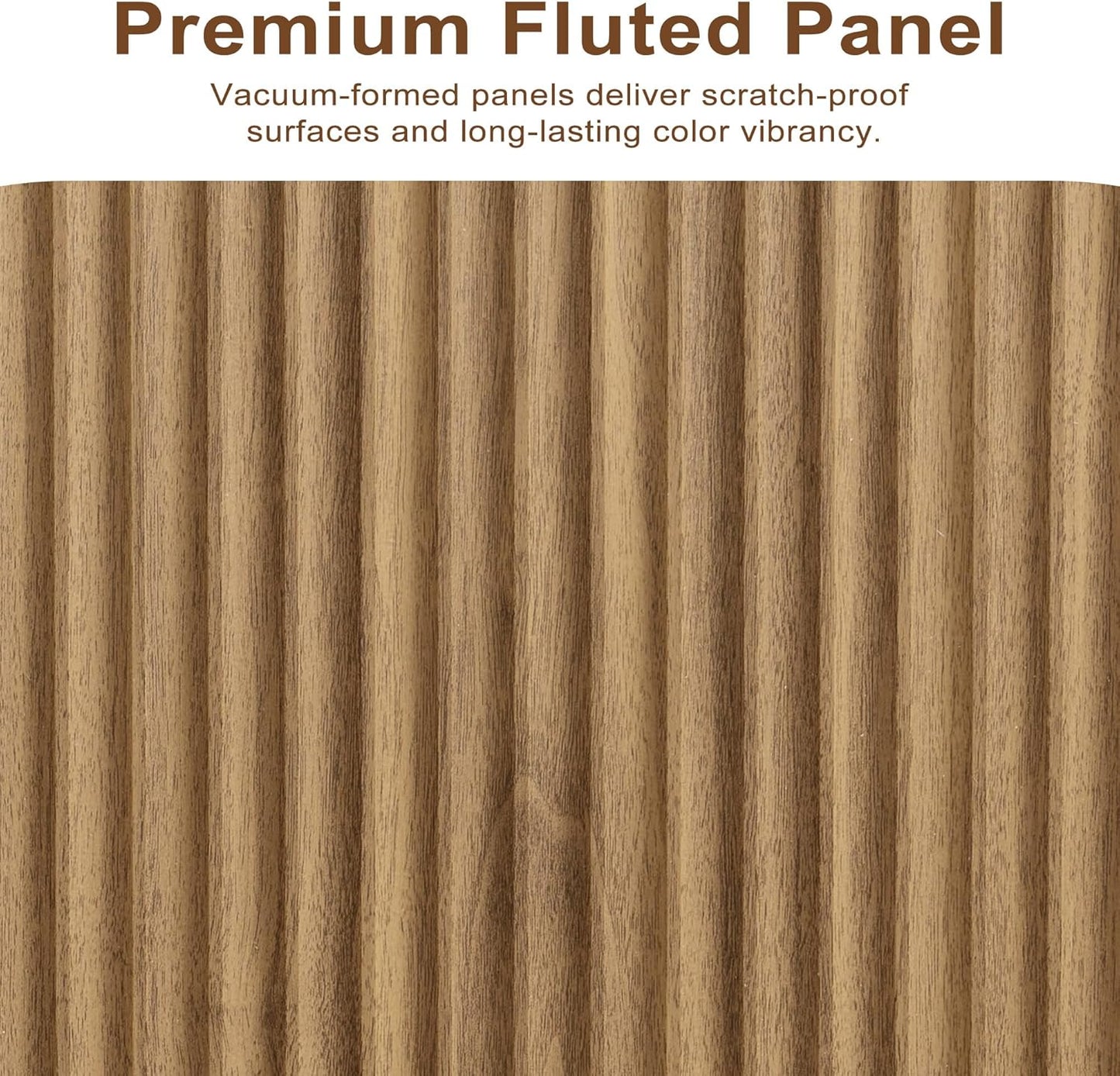 Fluted Sideboard Buffet Cabinet, 63" Wooden Credenza Storage Cabinet with 4 Doors and Adjustable Shelves, Fluted Sideboard Cabinet for Kitchen, Living Room, Natural Oak