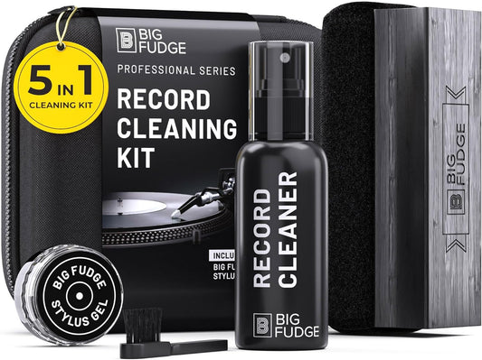 Professional Series Vinyl Record Cleaner Kit - Vinyl Record Cleaning Kit Includes Vinyl Record Brush Cleaning Fluid, Stylus Gel, Brush for Velvet, Padded Storage Case