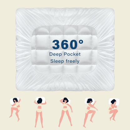 Mattress Topper Queen for Back Pain, Memory Foam Pillow Top Mattress Topper Queen, 5X Support Extra Thick Breathable Mattress Pad with 8-21" Deep Pocket, 60X80 Inches, White