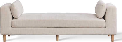 83.1" Oversized Chaise Lounge, Chenille Upholstered End of Bed Bench with Arms, Sleeper Sofa Daybed with 2 Pillows for Bedroom, Living Room, Window Seat, Beige.