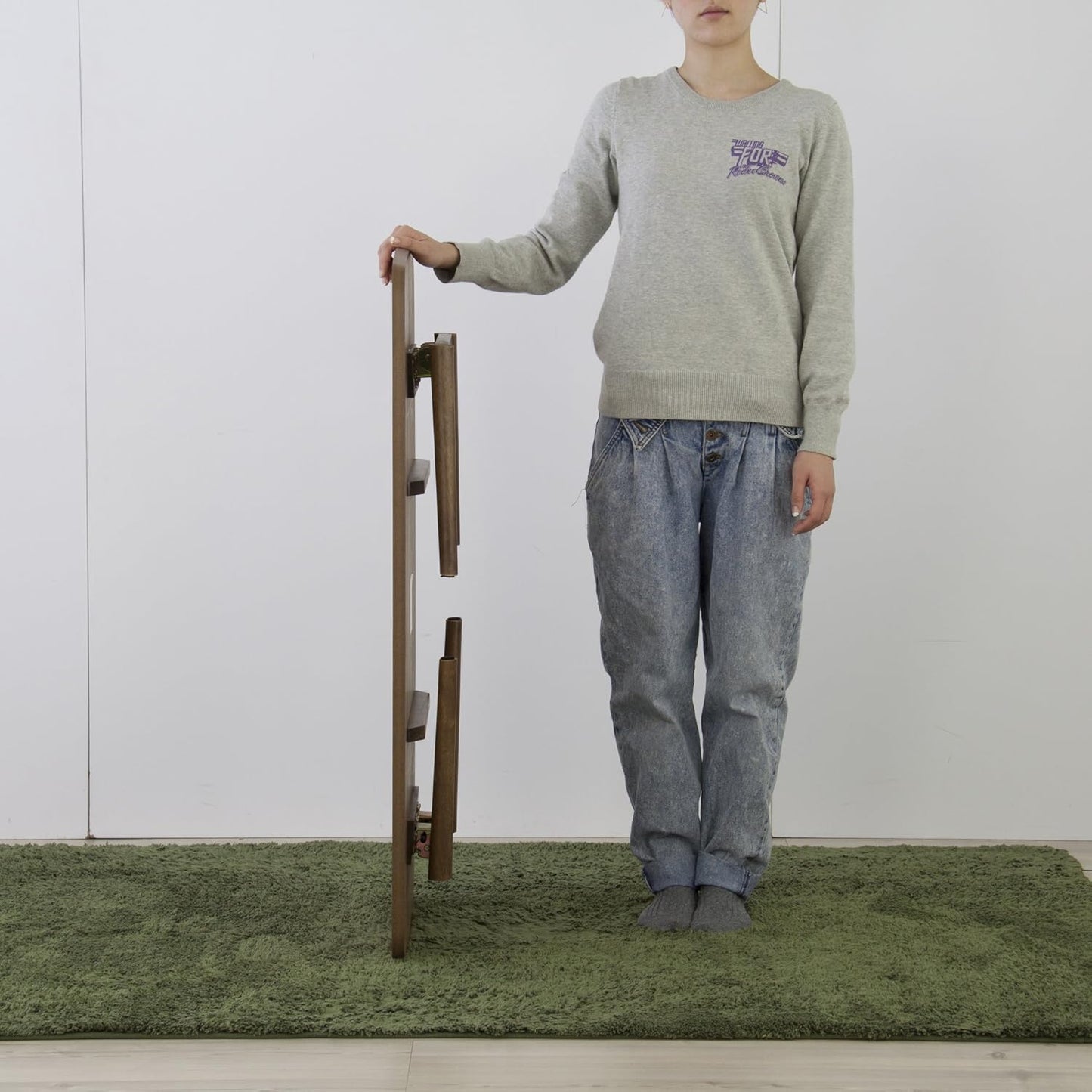 Folding Legs Table W41.3 X D20.5 X H14.0 Inches Natural Walnut and Rubber Wood Material Home and Living Coffee Table Walnut Wood Color TAC-229WAL