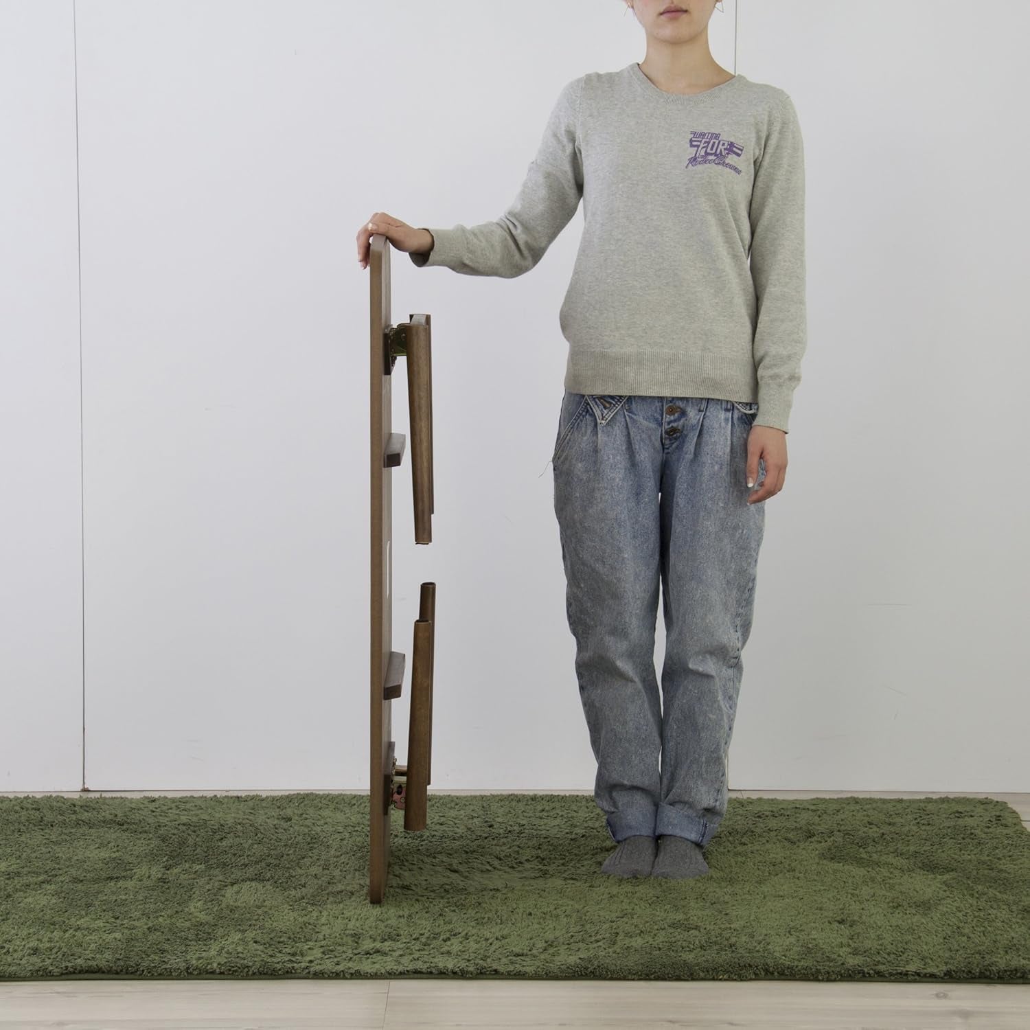 Folding Legs Table W41.3 X D20.5 X H14.0 Inches Natural Walnut and Rubber Wood Material Home and Living Coffee Table Walnut Wood Color TAC-229WAL