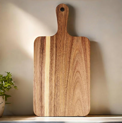 Acacia Wood Cutting Board with Handle 13.7''X7'' / Charcuterie Board/Serving Board/Cheese, Bread, Vegetables & Fruits Serving Board (Rectangular)