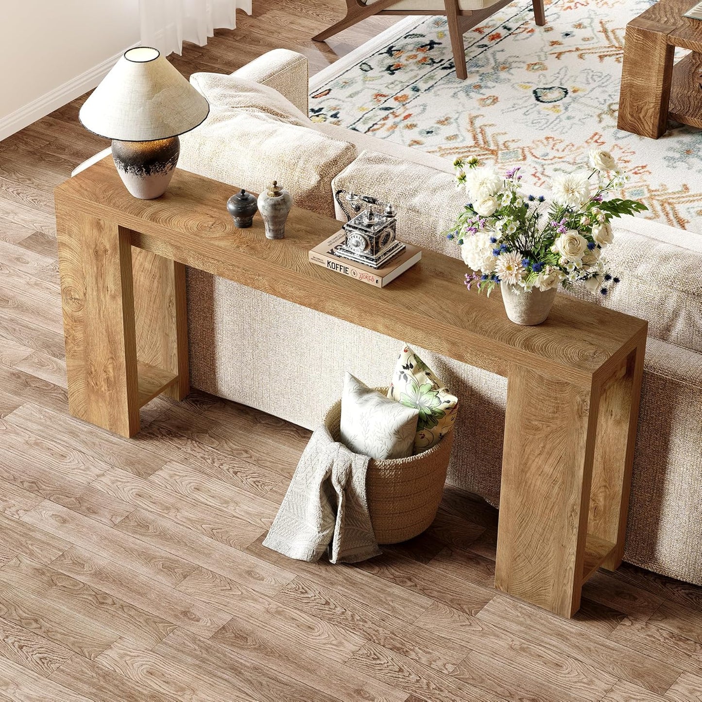 70.9-Inch Long Console Table, Narrow Sofa Table behind the Couch, Farmhouse Console Table for Living Room, Entryway, Hallway