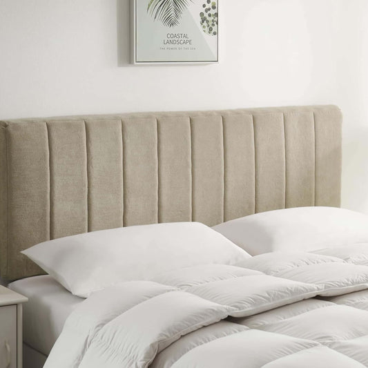 Upholstered King Headboard - Easy Assemble Channel Stitched Headboard King Size Bed - Wall Mounted Headboards with 3D Soundproof Wall Panels Peel & Stick Floating Headboards, Linen