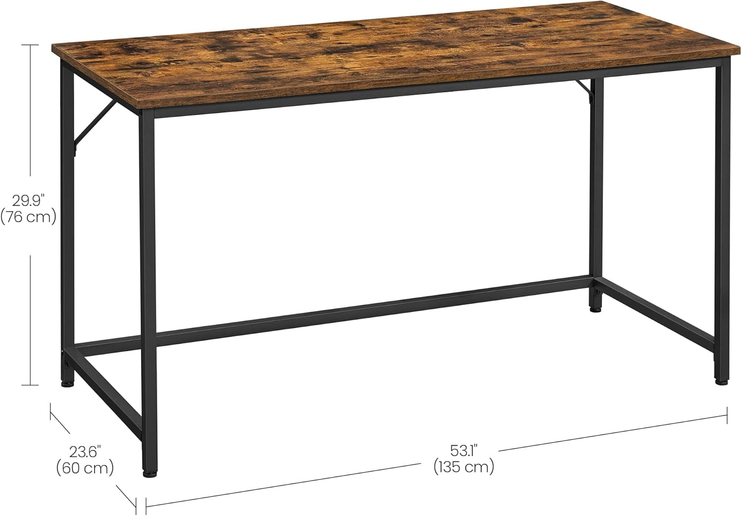 Computer Desk, Office Work Desk, 23.6 X 53.1 X 29.9 Inches, for Study, Bedroom, Home Office, Living Room, Rustic Brown and Ink Black ULWD043B01