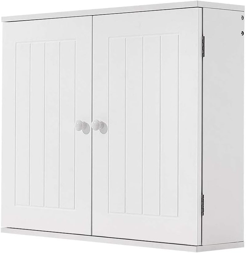 Bathroom Wall Cabinet with 2 Doors, over the Toilet Storage Organizer with Adjustable Shelf, Space Saving Wall Mounted Cabinet Cupboard Unit