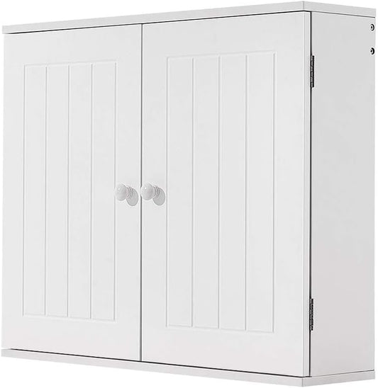 Bathroom Wall Cabinet with 2 Doors, over the Toilet Storage Organizer with Adjustable Shelf, Space Saving Wall Mounted Cabinet Cupboard Unit