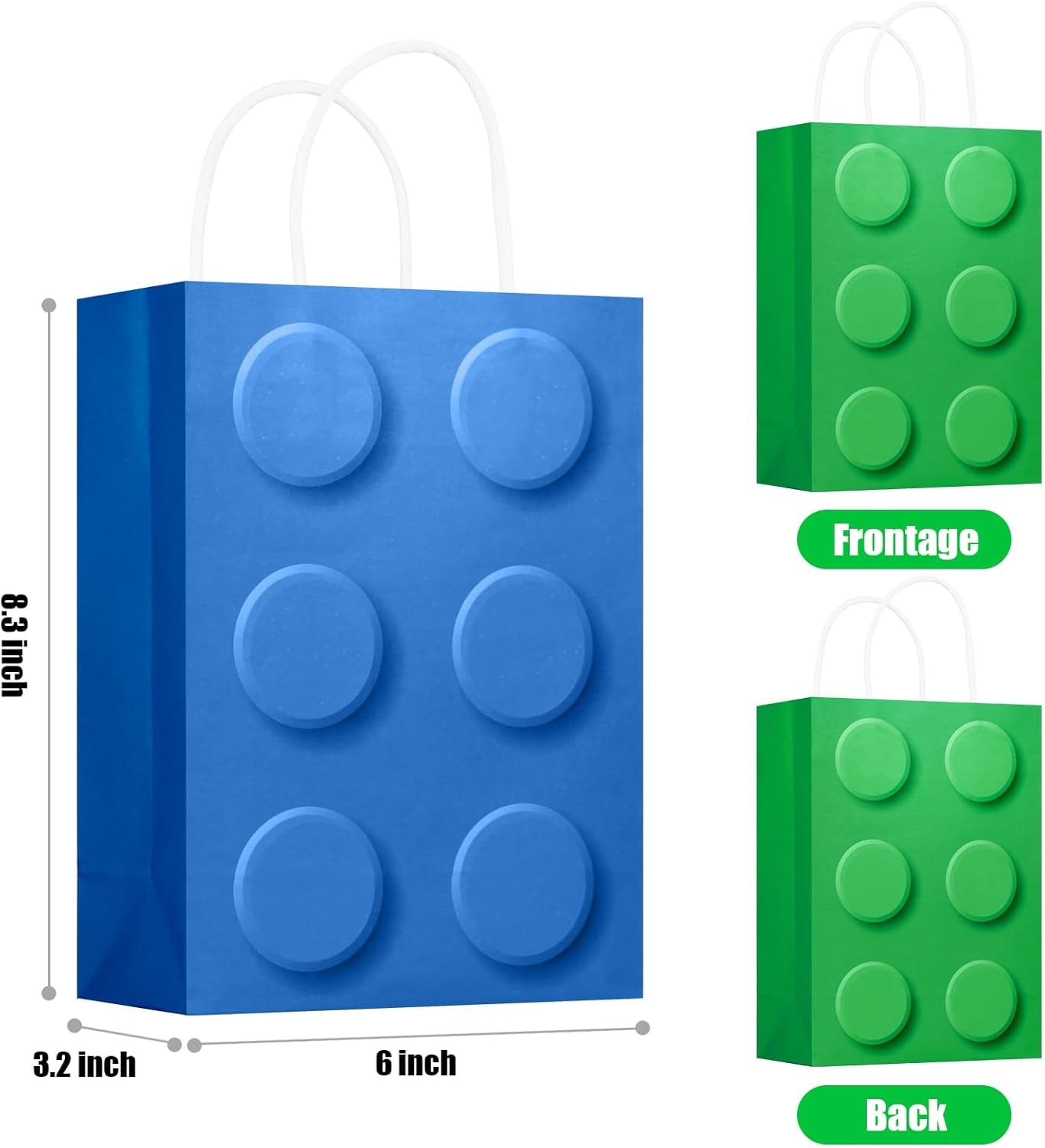 24 PCS Building Block Party-Favor-Gift-Bags, Small Gift Bags with Handles, for Building Block Birthday Party Shower Decoration Supplies