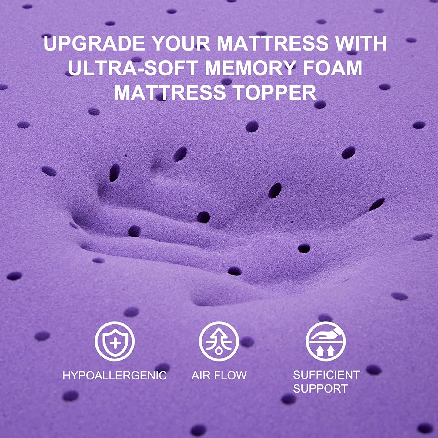 2 Inch Gel Memory Foam Mattress Topper Ventilated Soft Pressure Relieve Mattress Pad, Breathable Bed Topper, Certipur-Us Certified, Twin Size