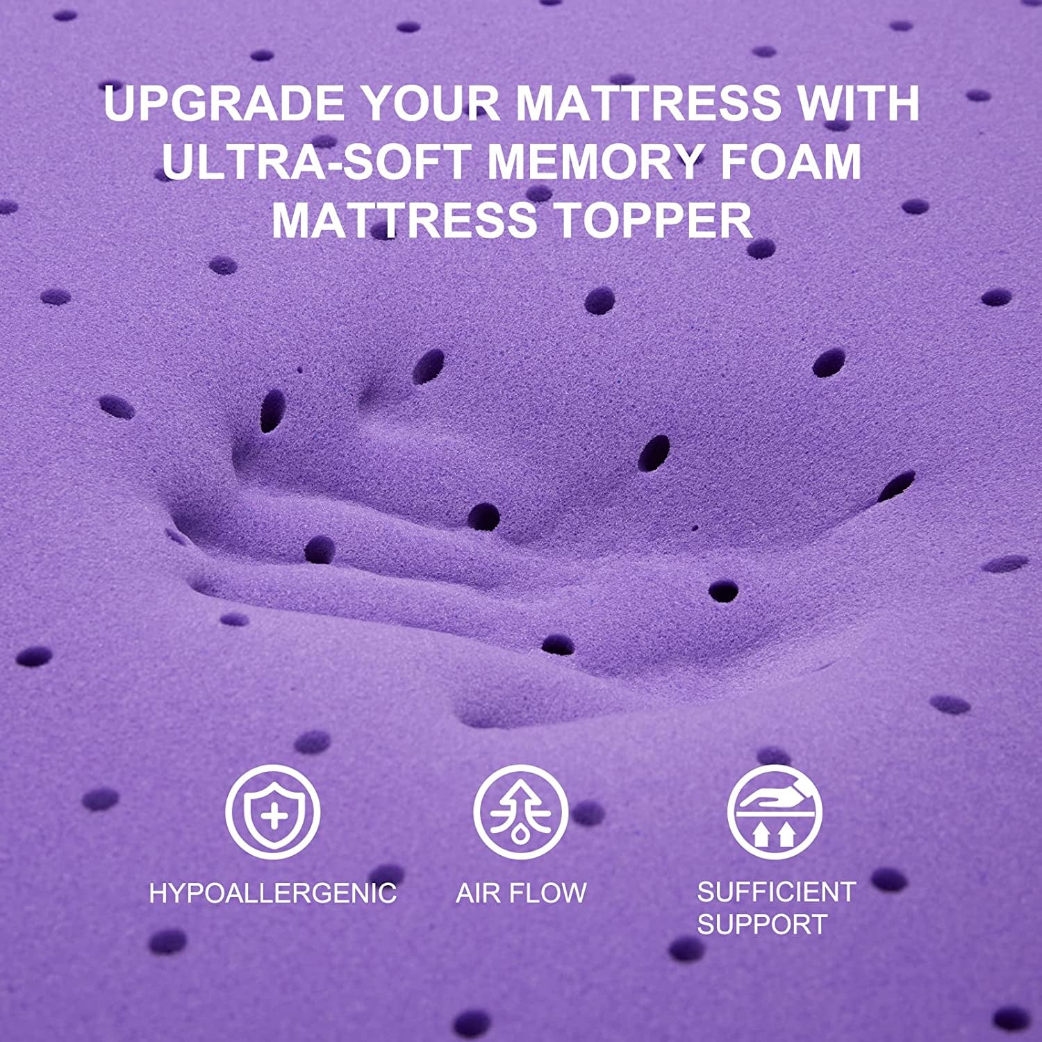 2 Inch Gel Memory Foam Mattress Topper Ventilated Soft Pressure Relieve Mattress Pad, Breathable Bed Topper, Certipur-Us Certified, Twin Size