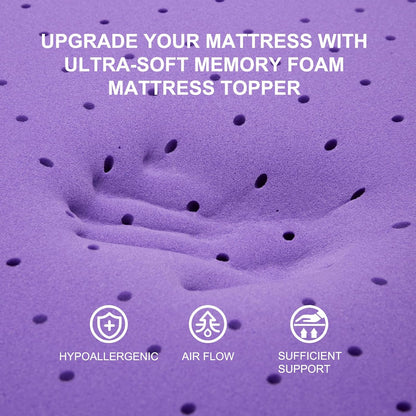 2 Inch Gel Memory Foam Mattress Topper Ventilated Soft Pressure Relieve Mattress Pad, Breathable Bed Topper, Certipur-Us Certified, Twin Size