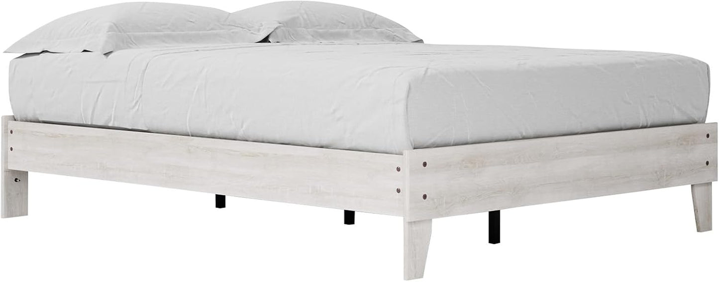 Shawburn Modern Farmhouse Platform Bed, Queen, Whitewash