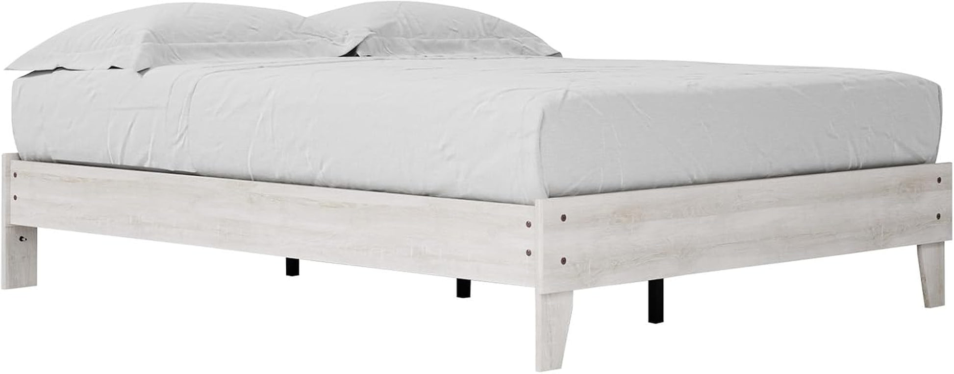 Shawburn Modern Farmhouse Platform Bed, Queen, Whitewash