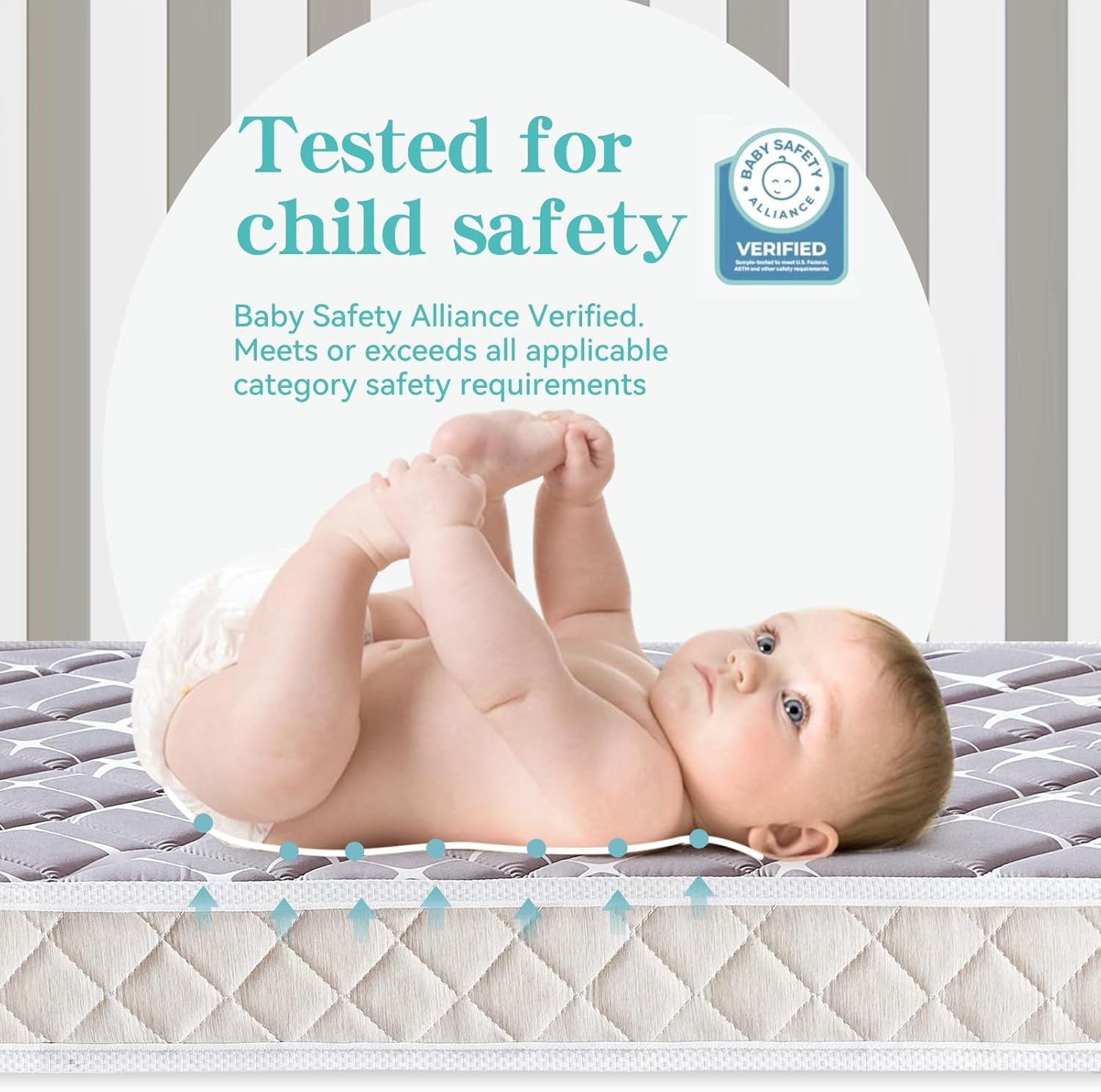 Premium Hypoallergenic Baby Crib Mattress and Toddler Mattress - 52" X 27.6" X 5" - Breathable - Firm Soft - Fits Standard Cribs and Toddler Beds