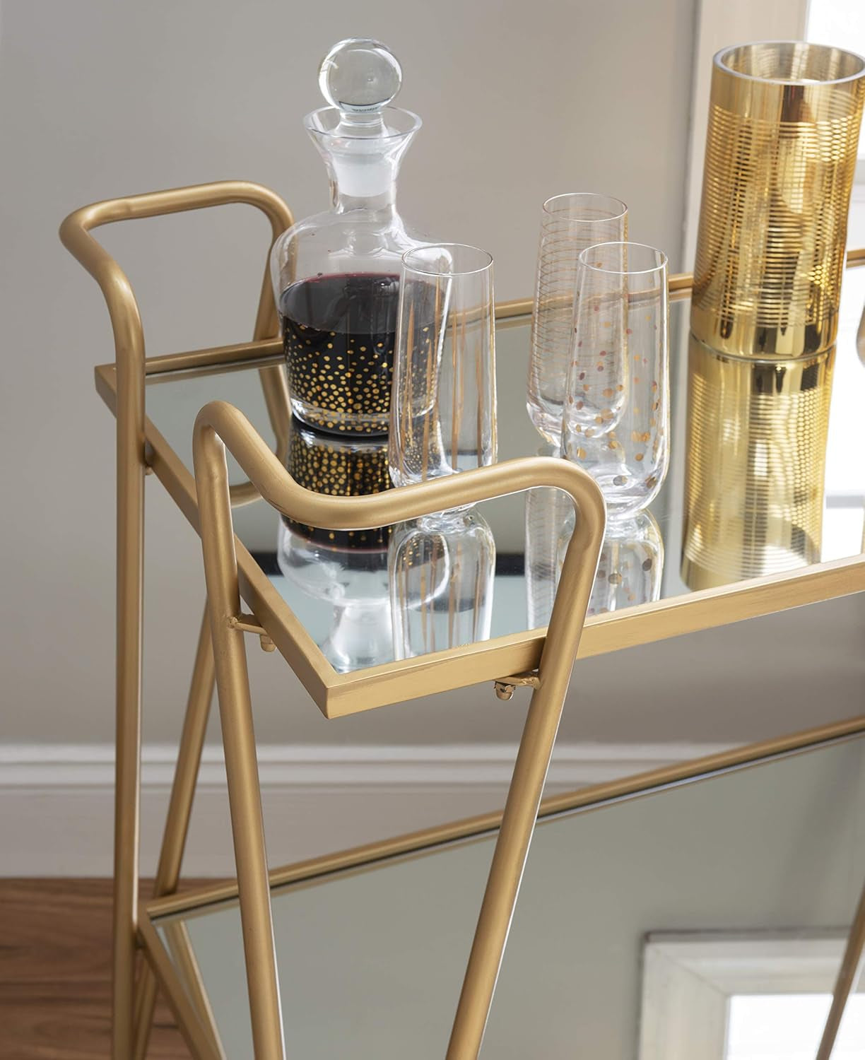 Gina Mid-Century Bar Cart, Gold