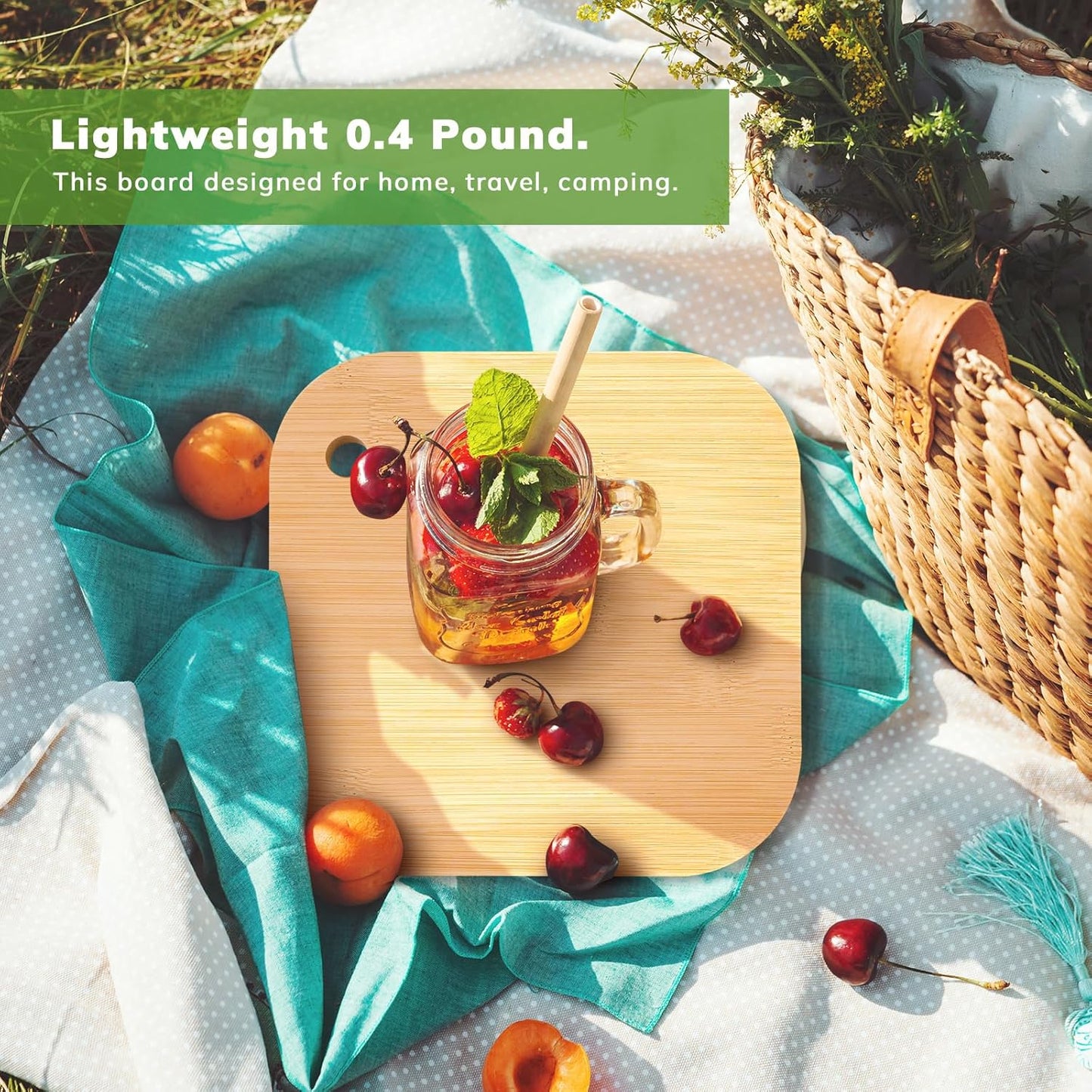 Small Bamboo Wood Cutting Board 8"Mini Lightweight Wooden Chopping Boards for Fruit, Vegetable, Camping Trip.