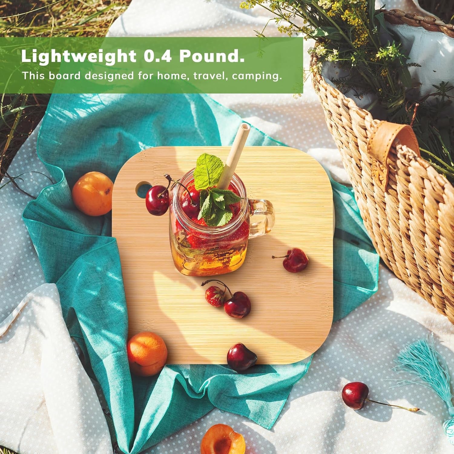 Small Bamboo Wood Cutting Board 8"Mini Lightweight Wooden Chopping Boards for Fruit, Vegetable, Camping Trip.