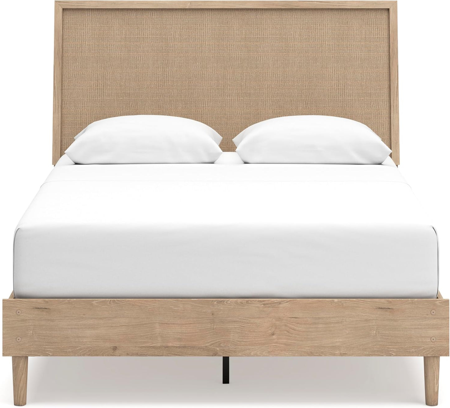 Cielden Farmhouse Queen Panel Platform Bed, Foundation or Box Spring Not Needed, Light Brown