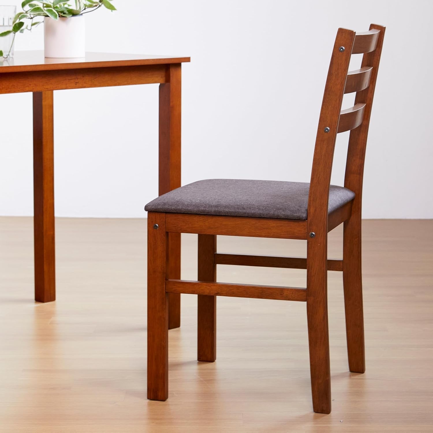 Seattle 3-Piece Wooden Dining Table Set for 2, Modern Farmhouse Kitchen Dining Room Set with Solid Wood Ladder Back Chairs for Small Space (Antique)